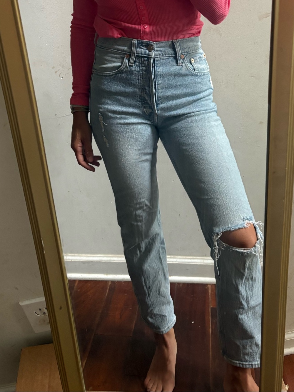 GAP High-Rise Light Blue Distressed Jeans